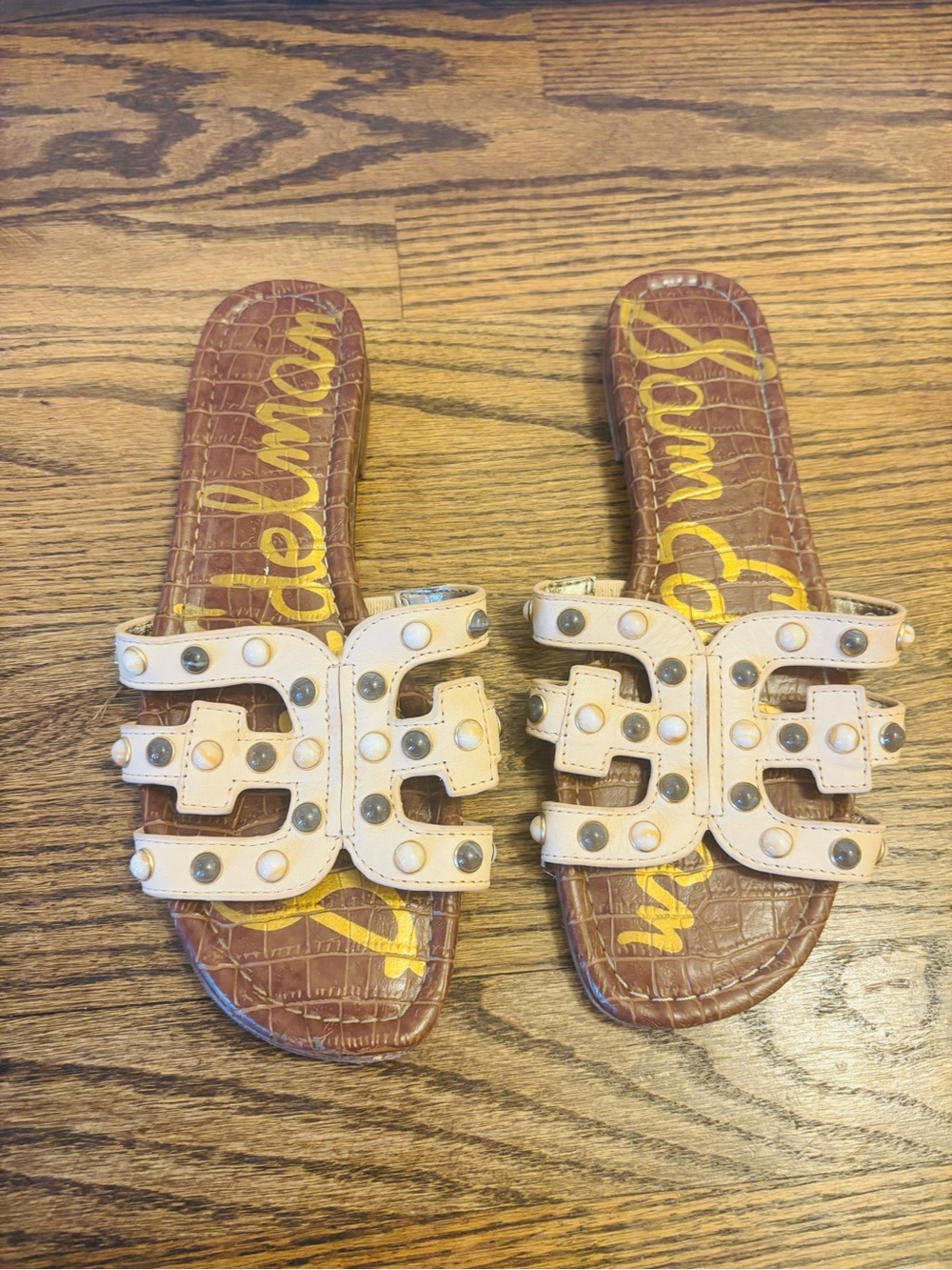 Sam Edelman Women’s Beige Studded Bay Slide Sandals - 8